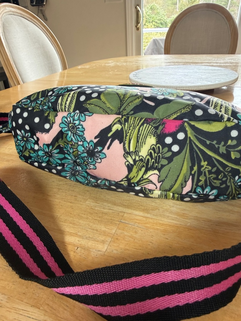 Oilily Floral Crossbody Bag - Bold Boho Print, Adjustable Strap - Picture 6 of 11